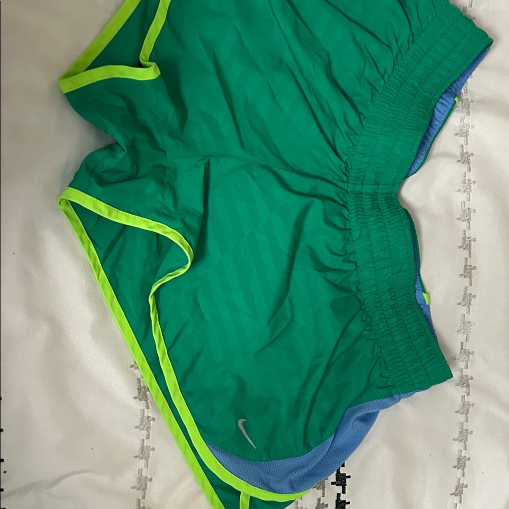 Nike Green Shorts with Blue and Yellow Trim